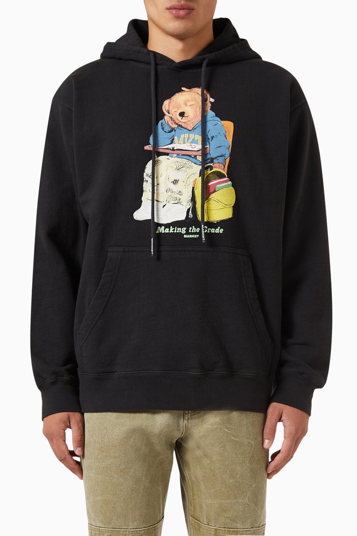

Making The Grade Bear Hoodie in Cotton-fleece, Black