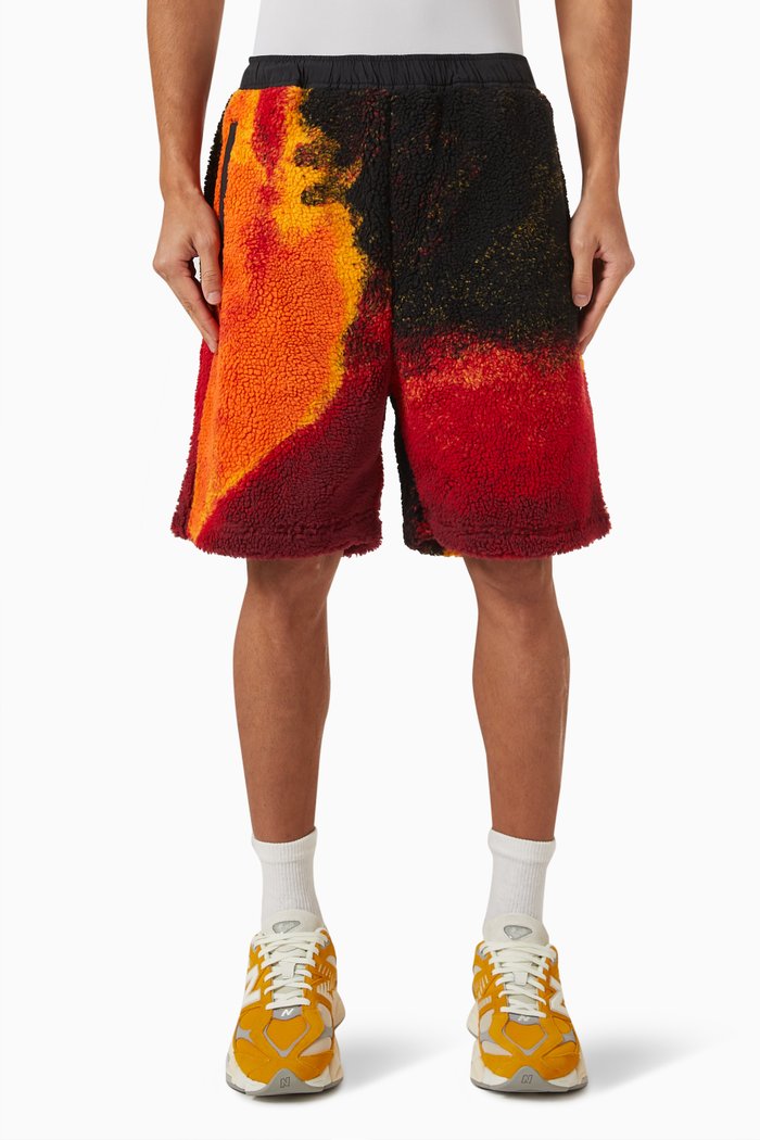 Shorts in Sherpa Fleece & Nylon, Multicolour