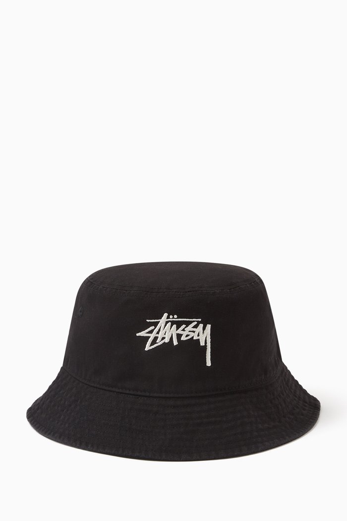 

Big Stock Bucket Hat in Cotton, Black