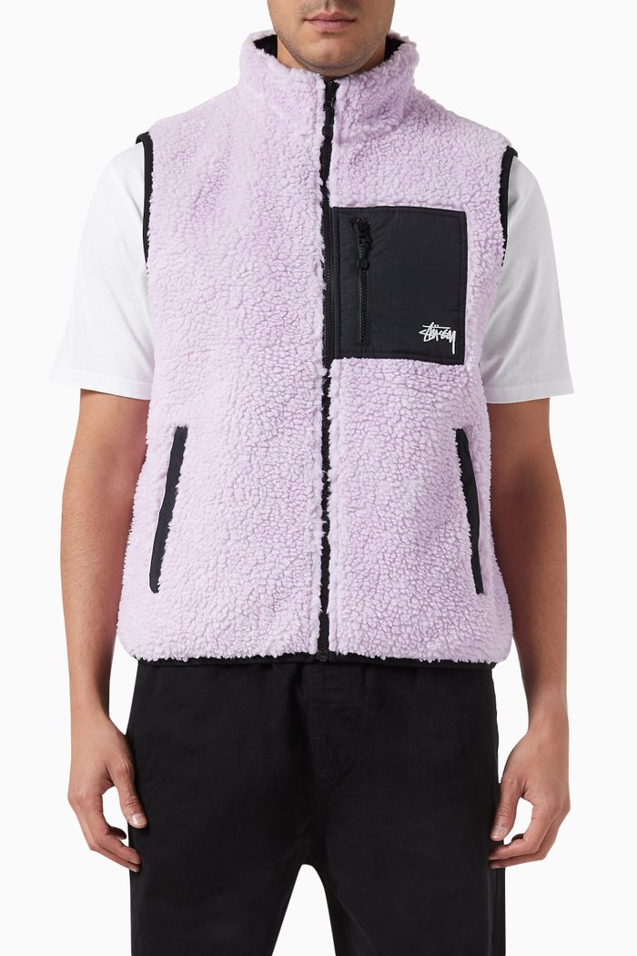 

Reversible Vest in Sherpa Fleece & Nylon, Purple