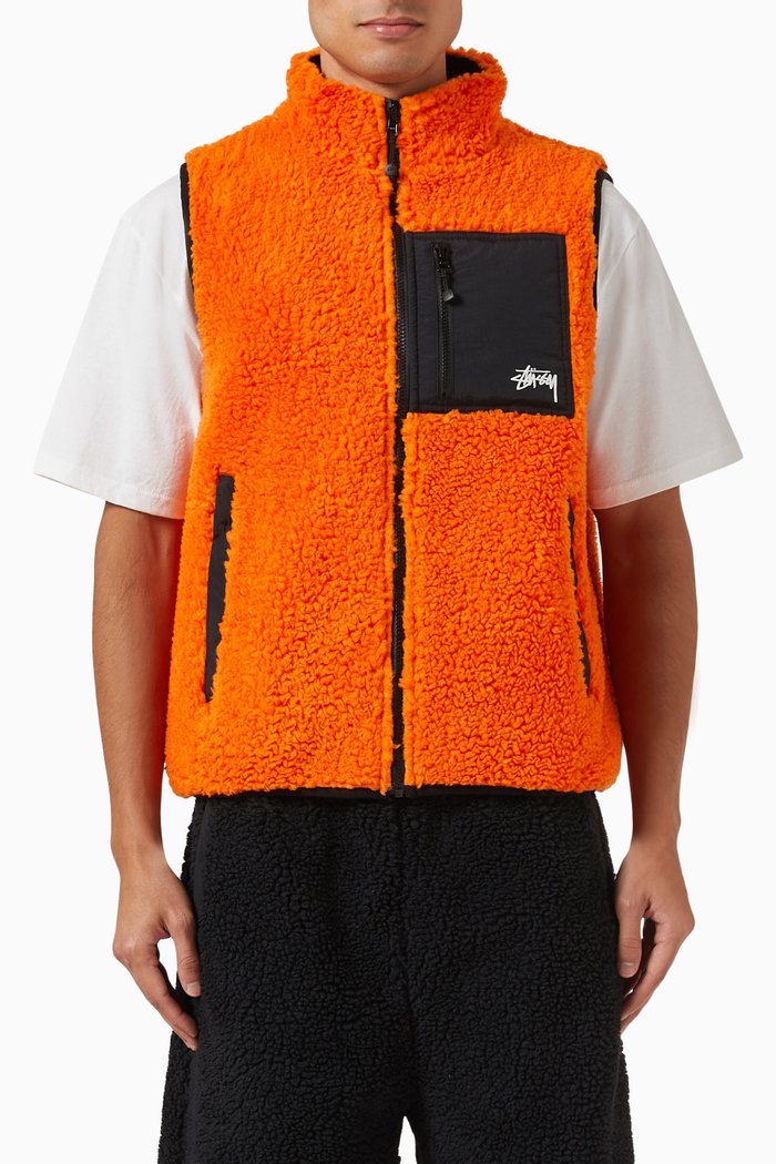 

Reversible Vest in Sherpa Fleece & Nylon, Orange