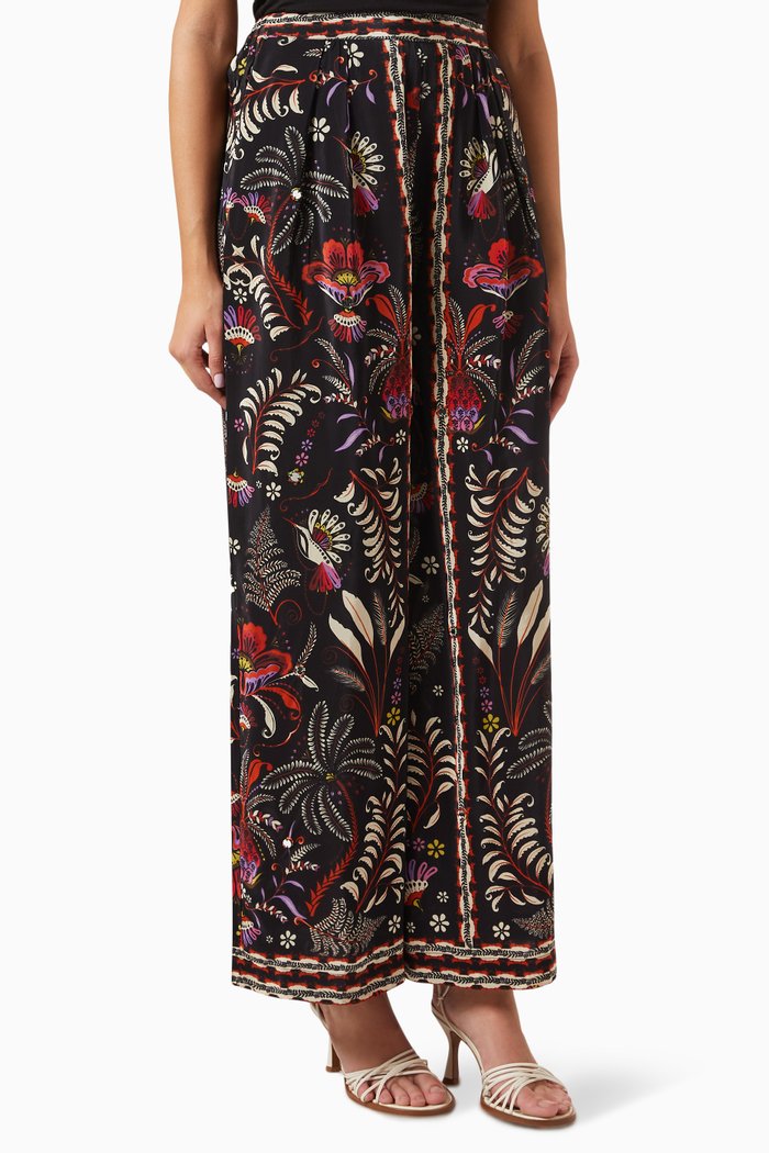 

Garden Mirror Trim Pants in Viscose, Black
