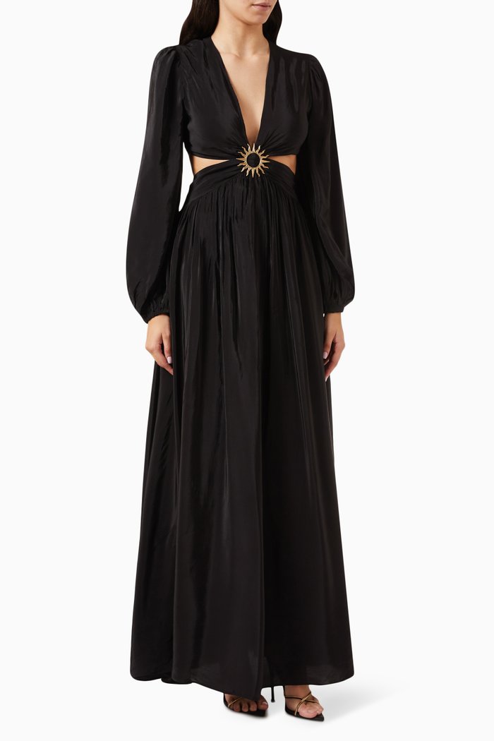 

Cut-out Maxi Dress in Viscose, Black