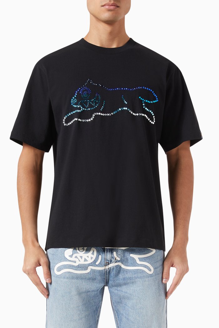 

Crystal Running Dog T-shirt in Cotton, Black