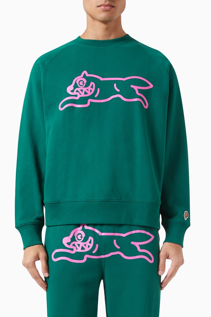 Running Dog Sweatshirt in Cotton, Green
