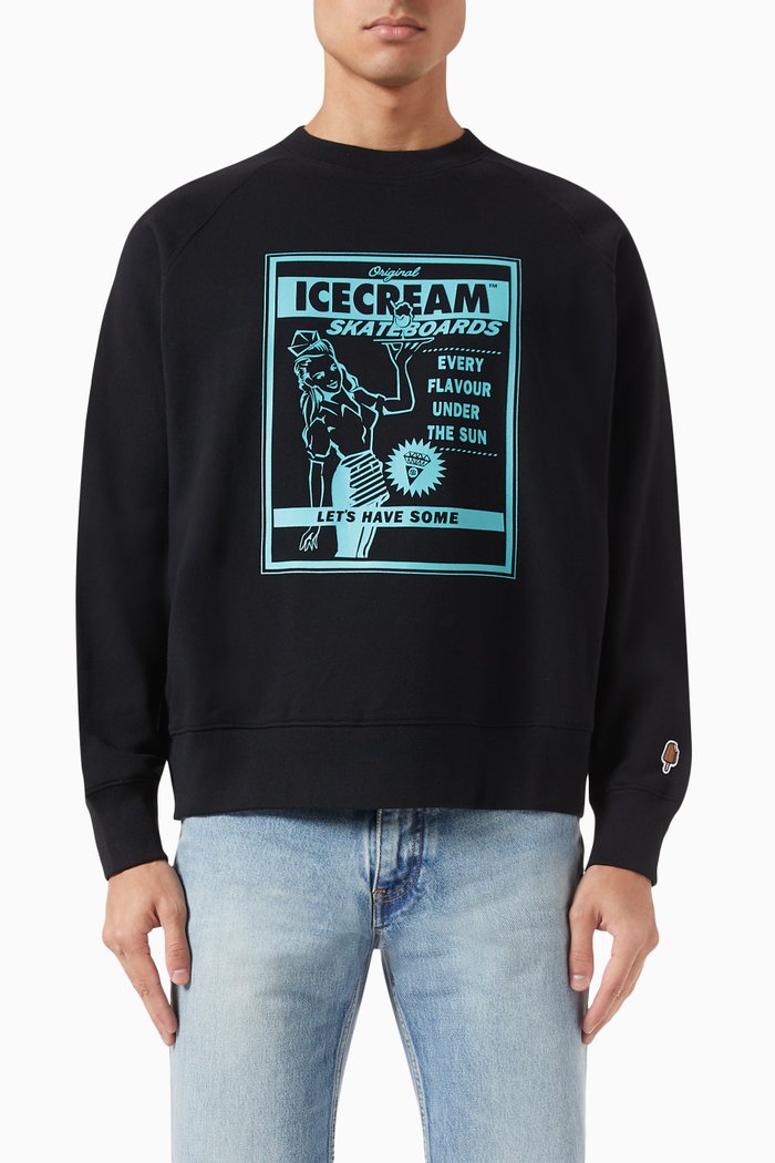 

Magazine Ad Crewneck Sweatshirt in Cotton, Black