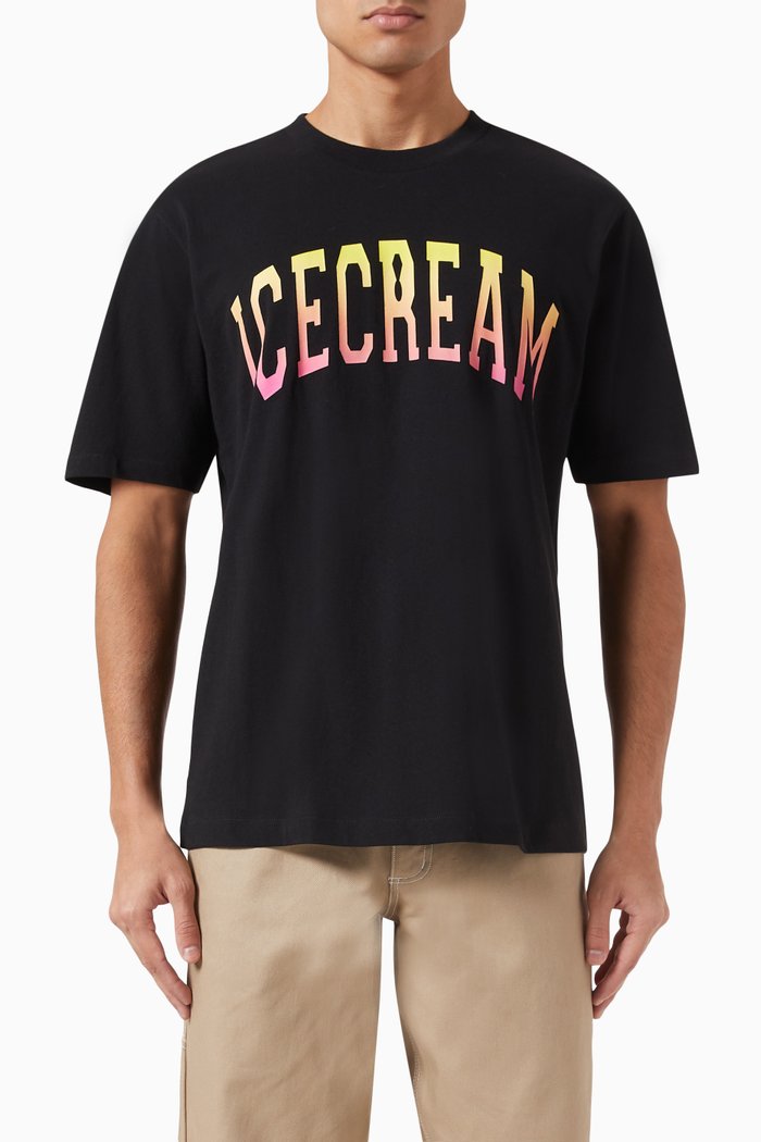 

College Logo Graphic T-shirt in Cotton, Black