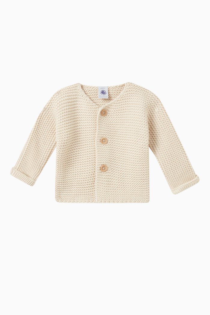 

Cardigan in Garter Stitch Knit, Neutral