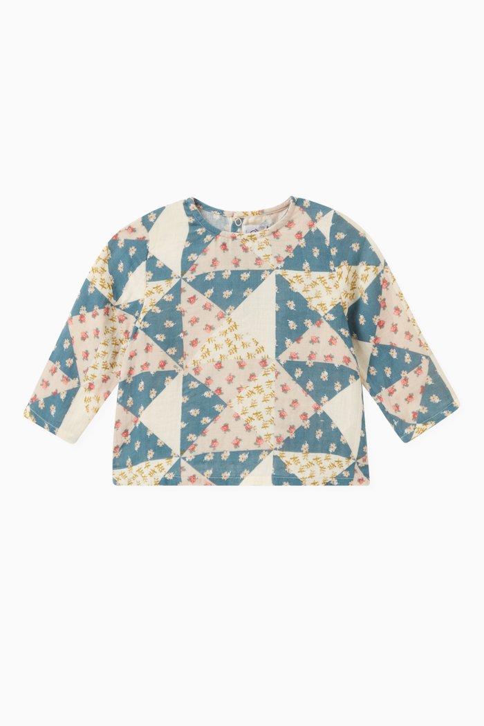 

Floral Patchwork Print T-shirt in Cotton Gauze, Multicolour