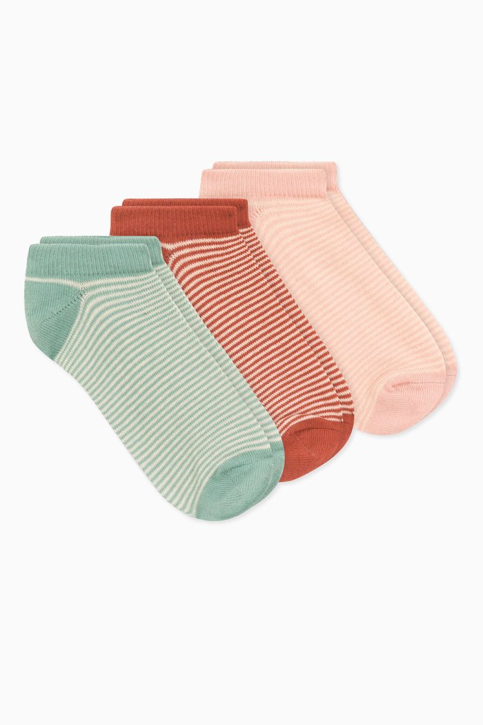 

Striped Ankle Socks in Cotton Blend Jersey, Set of 3, Multicolour