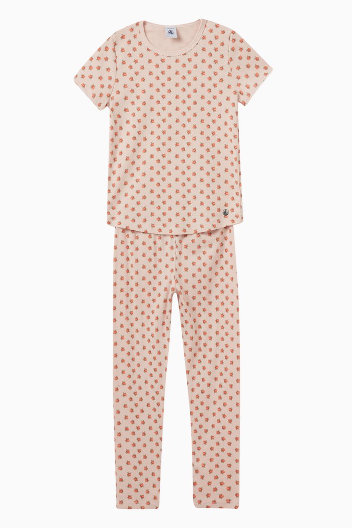 

Flower Motif Pyjamas in Cotton, Multicolour