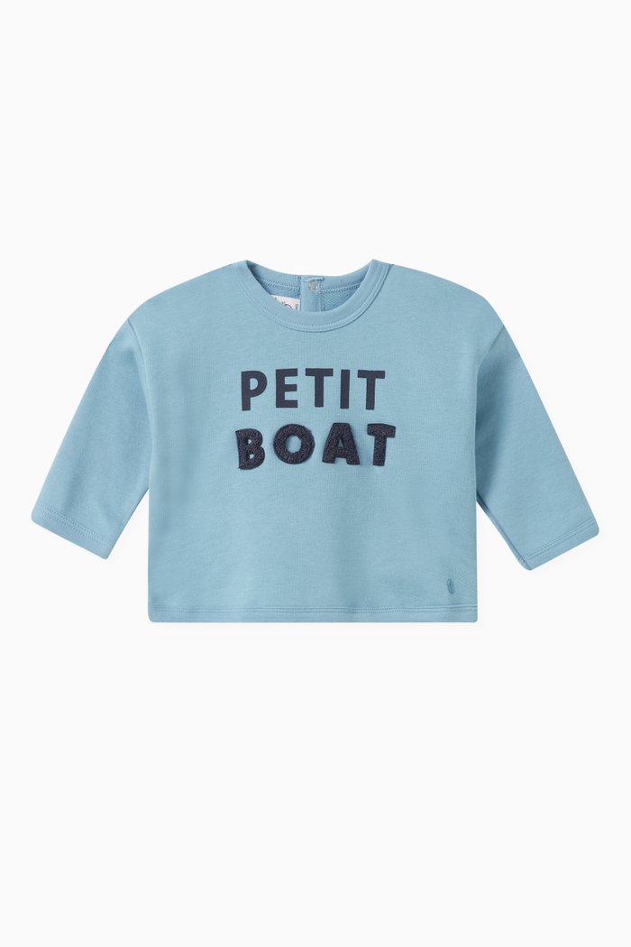 

Graphic Logo Sweatshirt in Cotton Fleece, Blue