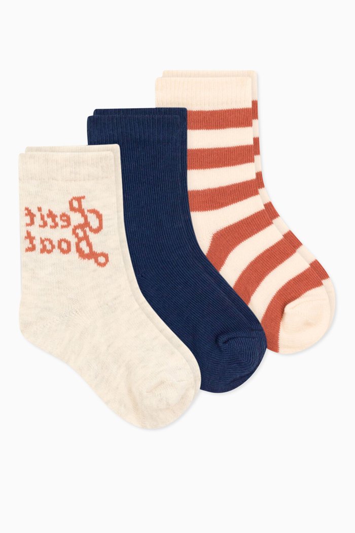 

Boat Socks in Cotton Blend Jersey, Set of 3, Multicolour