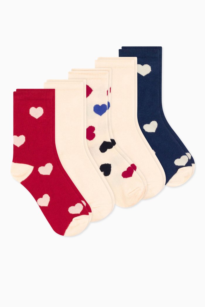

Socks in Cotton Blend Jersey, Set of 5, Multicolour