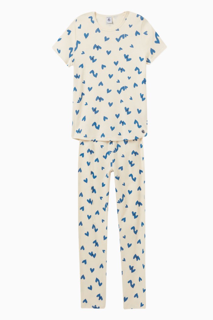 

Heart Motif Pyjamas in Cotton, Multicolour