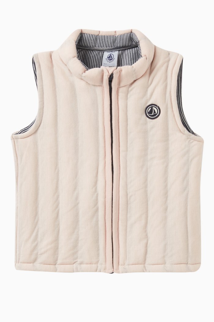 

Logo Quilted Bodywarmer in Cotton Blend Tube Knit, Pink