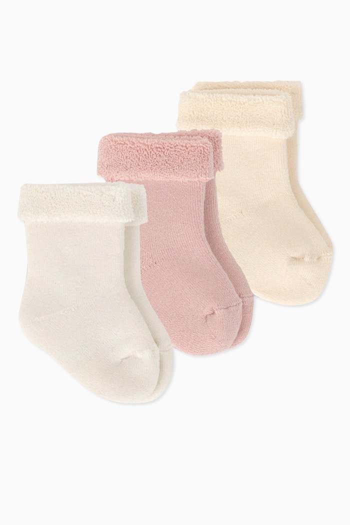 

Socks in Cotton Blend Knit, Set of 3, White