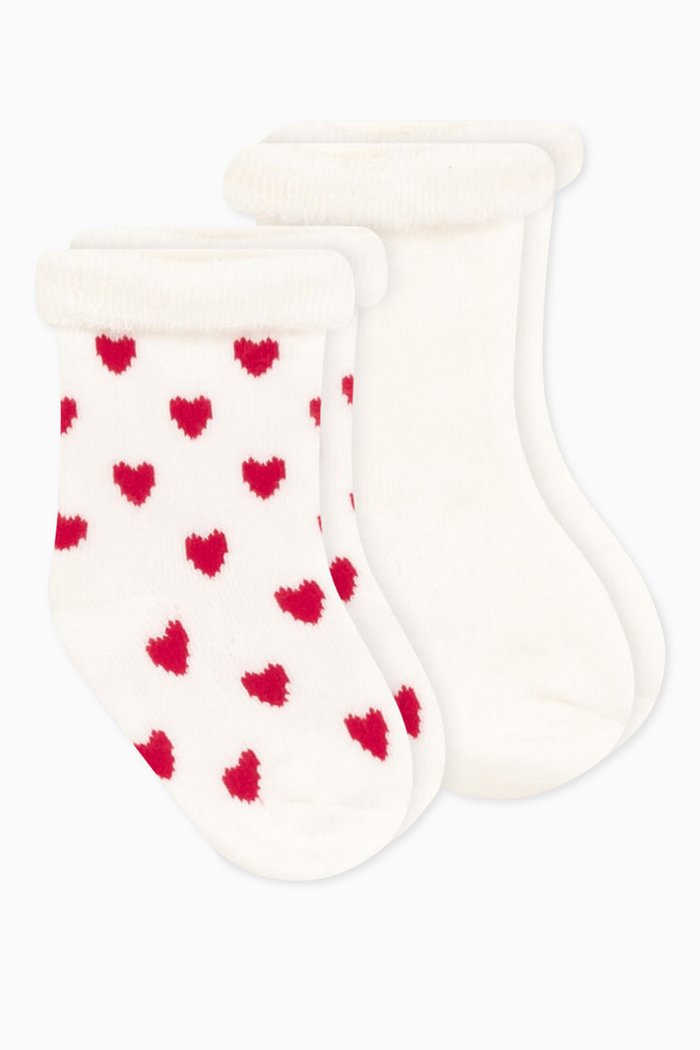 

Socks in Cotton Blend Knit, Set of 2, White