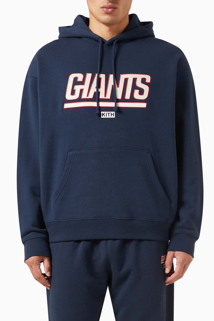

x NFL Giants Laurel Embroidered Hoodie in Cotton, Blue