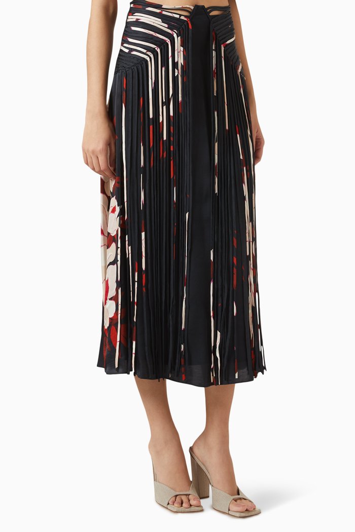 

Peony Fringe Midi Skirt, Black