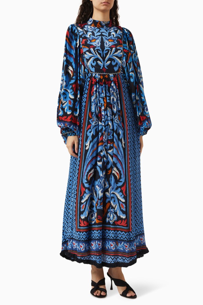 

Toucans Scarf Maxi Dress in Viscose, Black