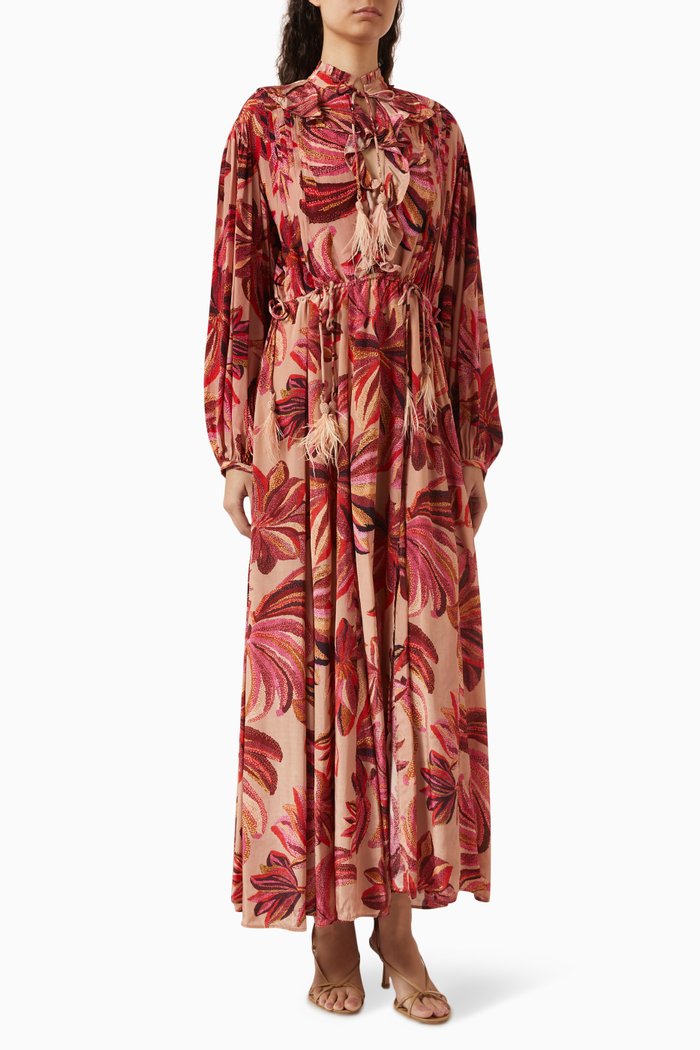 

Floral Tapestry Maxi Dress in Viscose, Multicolour