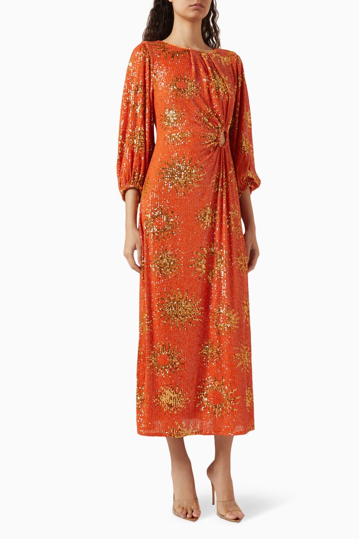 

Sunny Mood Sequin Midi Dress, Orange