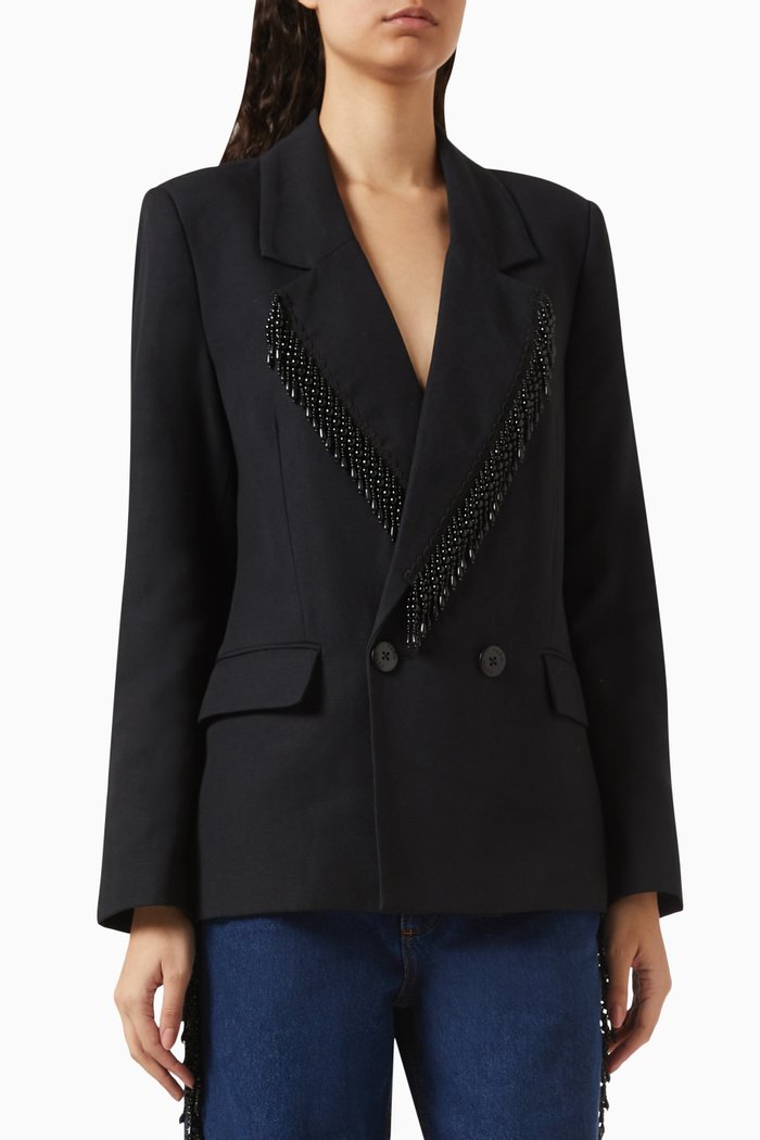 Fringe Blazer, Black