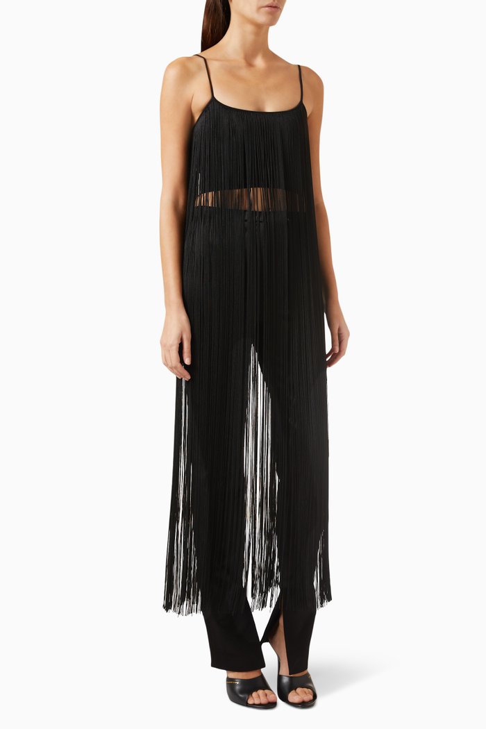

Fringe Cami Tank Top in Nylon, Black