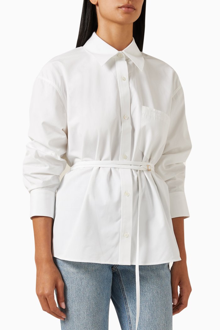 

Tie-waist Shirt in Cotton, White