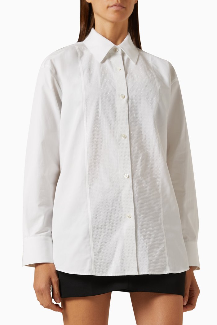 

Embellished Tunic Shirt in Cotton-poplin, White
