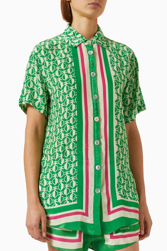

Pineapple Scarf Shirt in Viscose, Green
