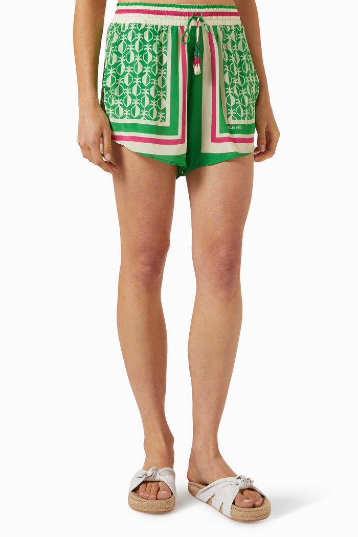 

Pineapple Scarf Shorts in Viscose, Green