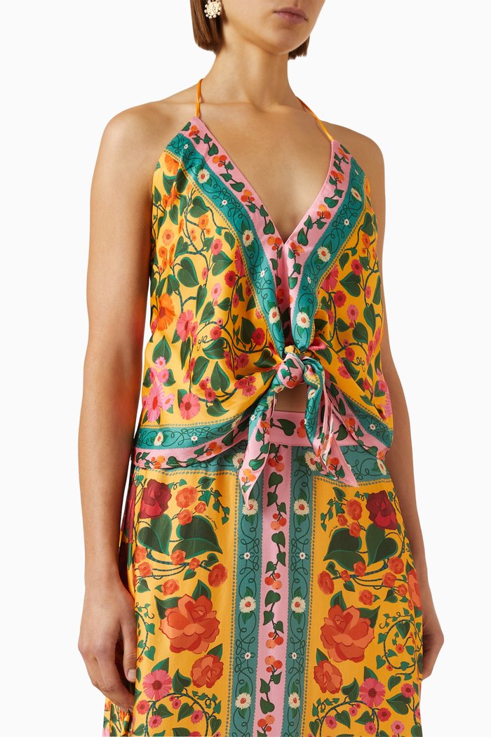 Heart Ivy Blouse in Viscose Blend, Yellow