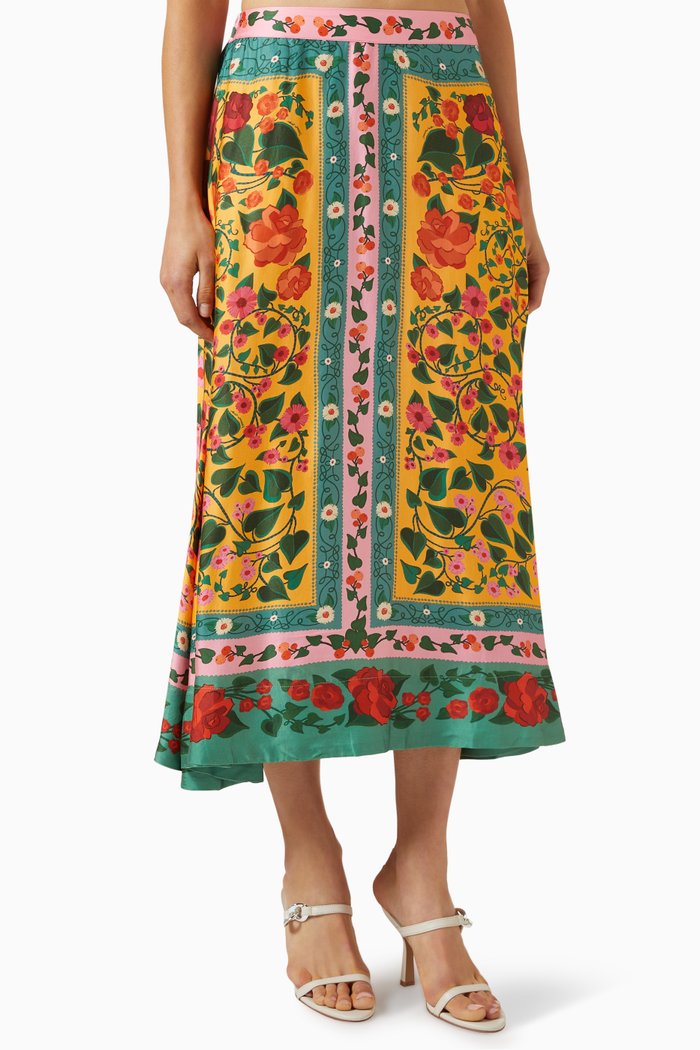 

Heart Ivy Midi Skirt in Viscose Blend, Yellow