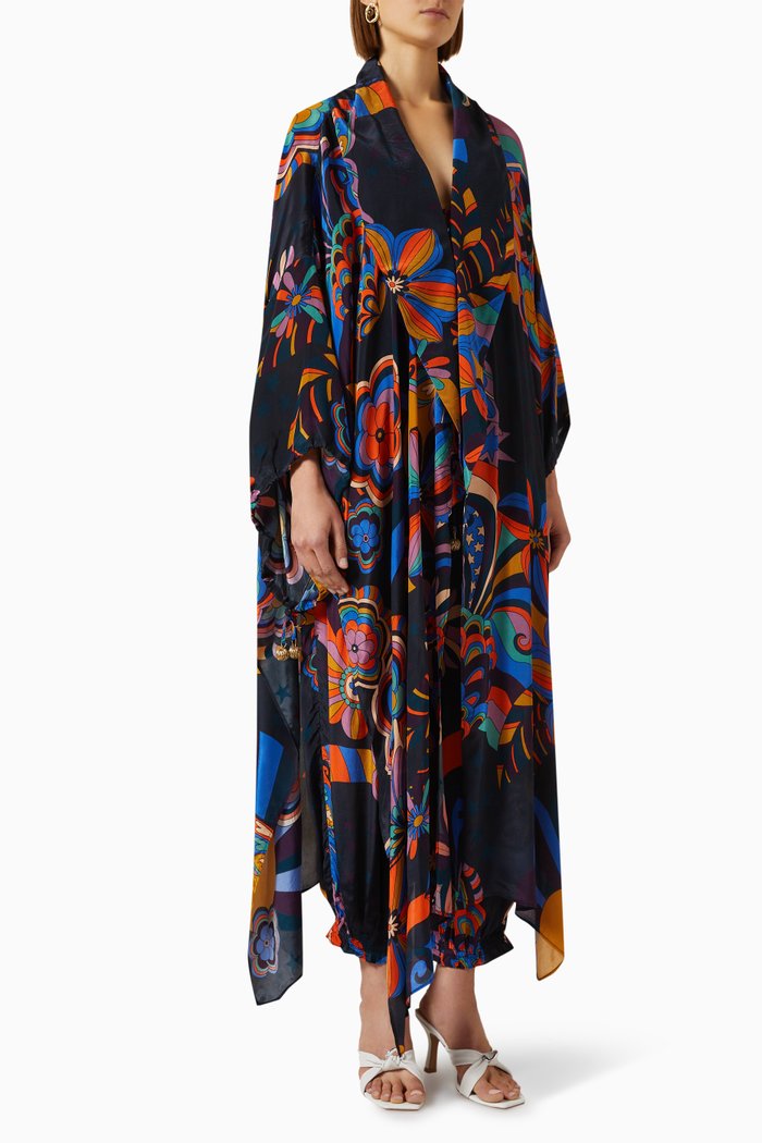 

70s Vibe Kimono in Viscose, Black