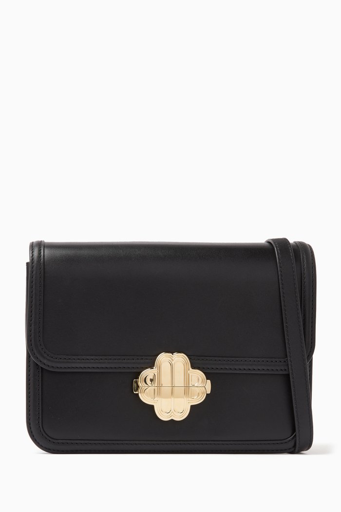 

Clover Crossbody Bag in Smooth Leather, Black