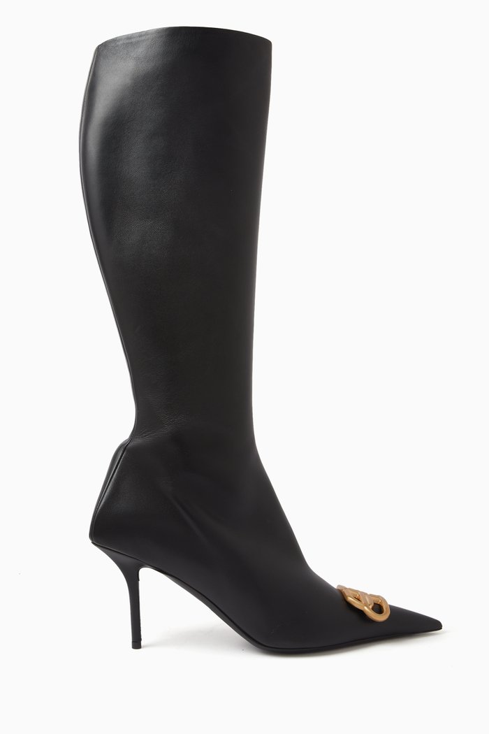 Square Knife BB 80 Boots in Soft Nappa Sheepskin, Black