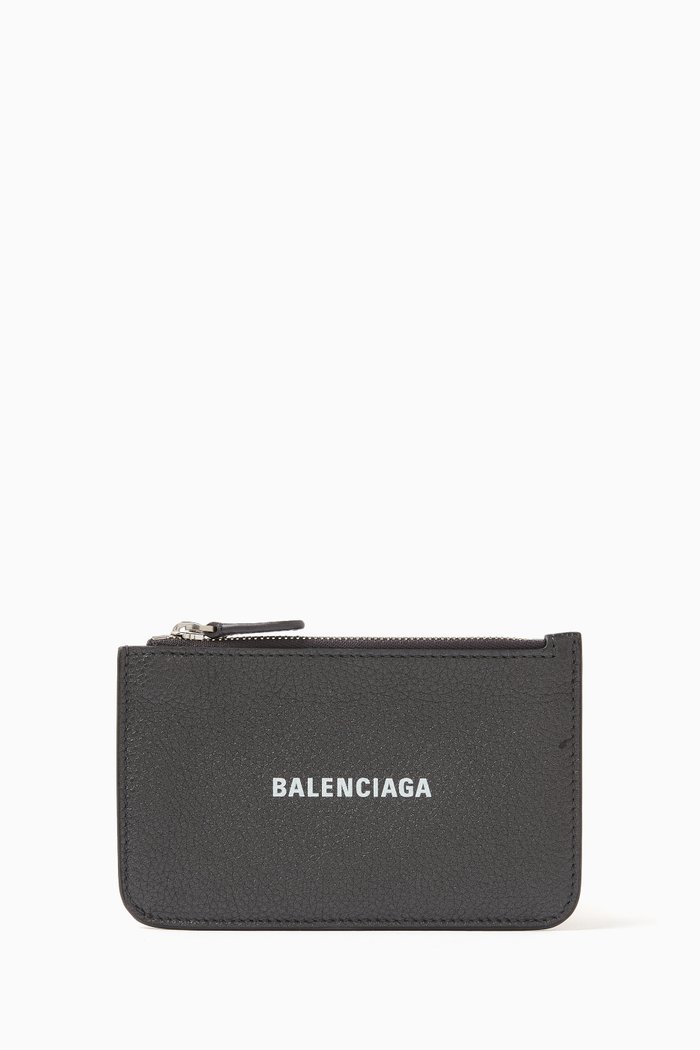 

Cash Large Long Coin & Card Holder in Metallized Grained Calfskin, Grey