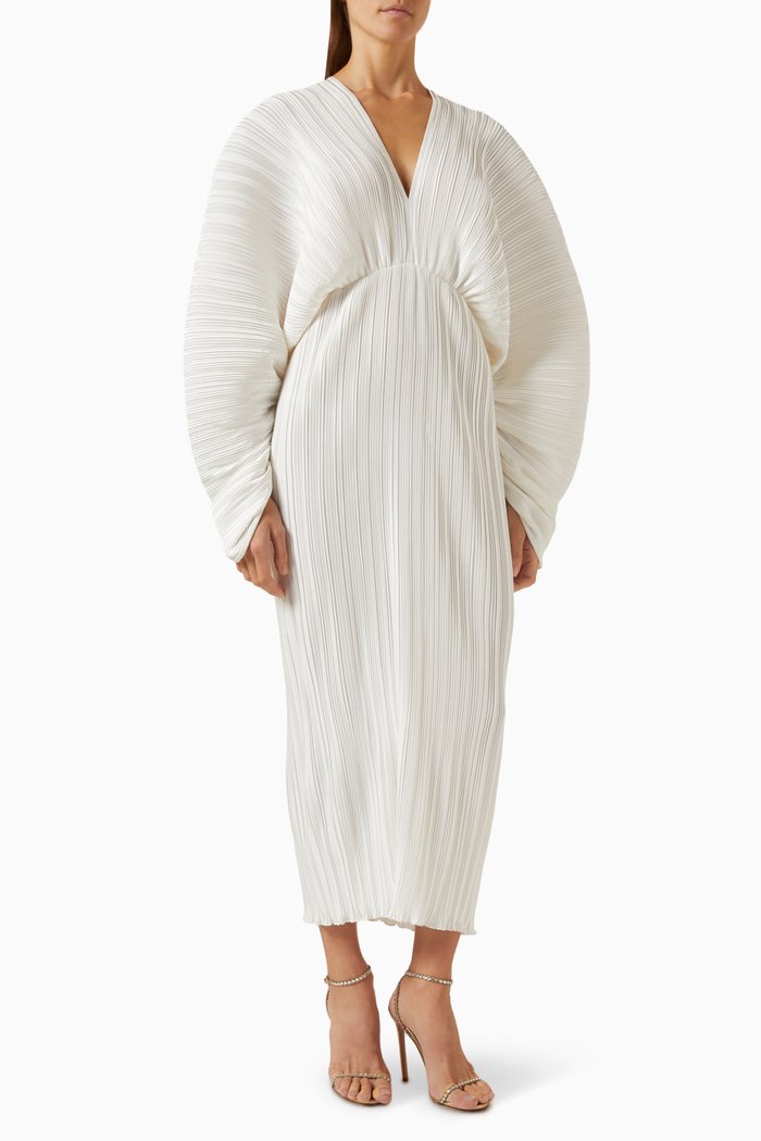 

Galerie Pleated Midi Gown, White