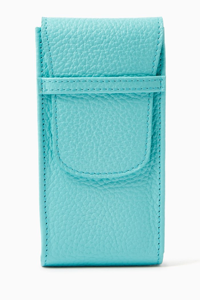 

Portobello Watch Pouch in Grained Leather, Blue