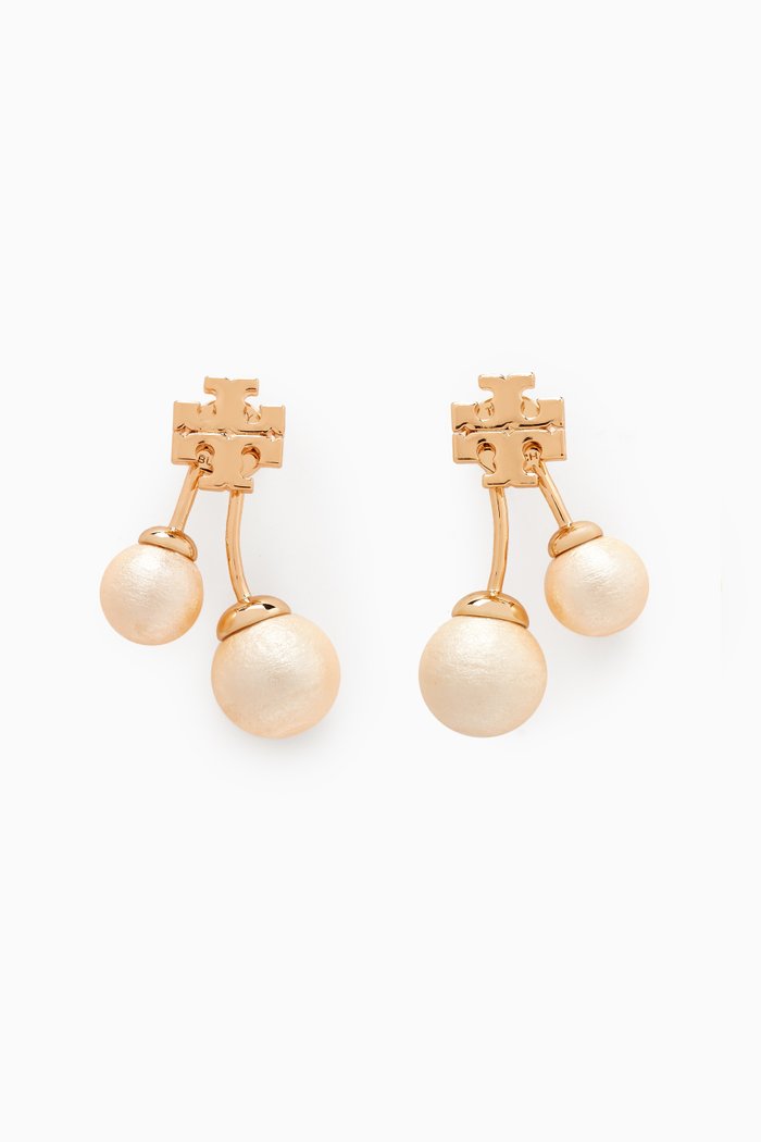 

Kira Pearl Front-back Earrings in 18k-gold plated brass