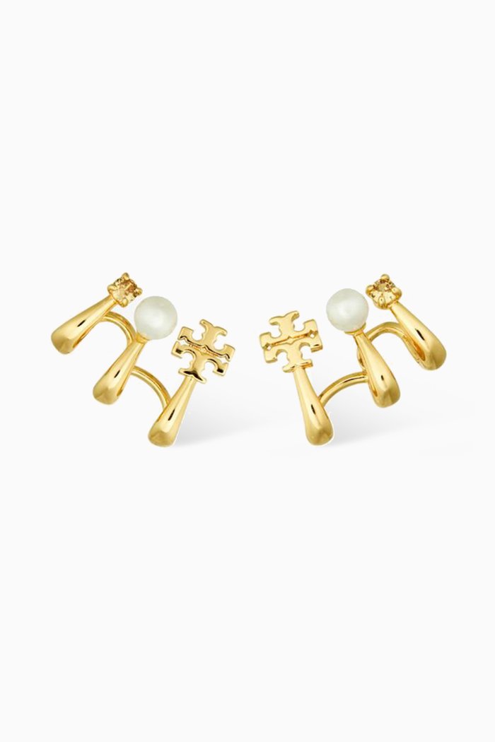 

Kira Pearl Multi-hoop Earrings in 18kt Gold-plated Brass