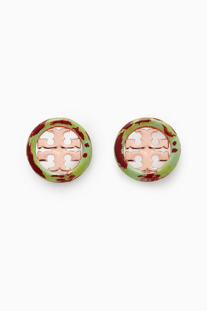 

Miller Painted Enamel Stud Earrings in 18kt Gold-plated Brass, Green