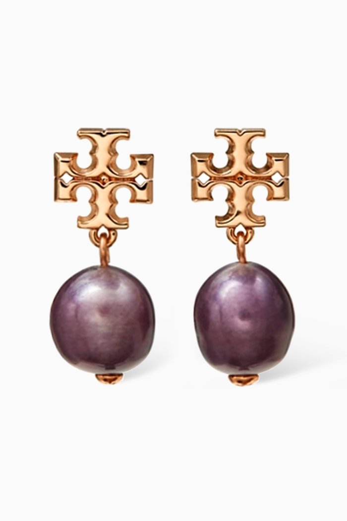 

Kira Pearl Drop Earrings in 18kt Gold-plated Brass