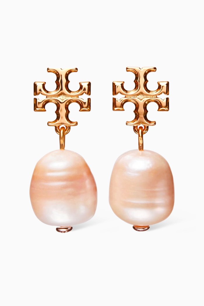

Kira Pearl Drop Earrings in 18kt Gold-plated Brass