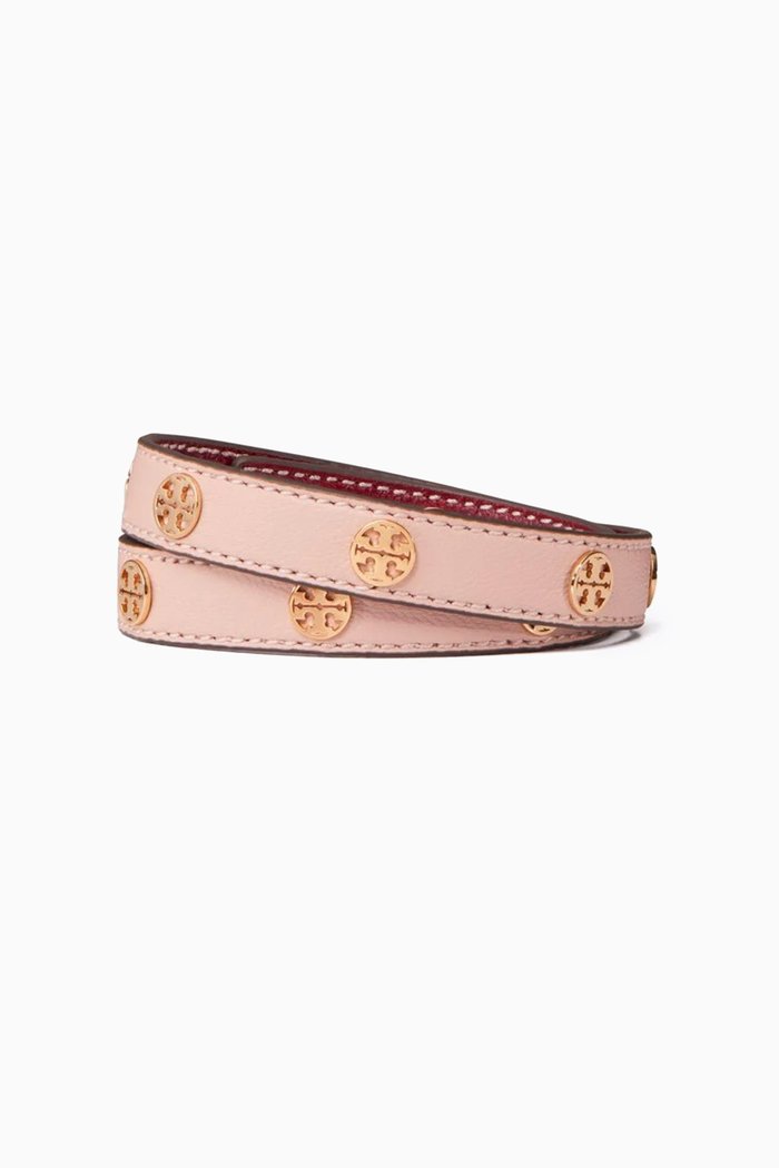 

Miller Double-wrap Bracelet in 18kt Gold-plated Brass & Leather, Pink