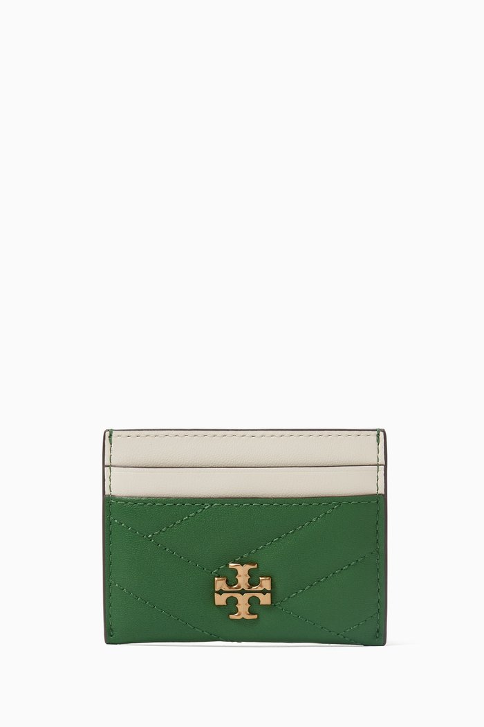 

Kira Chevron Pop Edge Card Case in Quilted Leather, Neutral