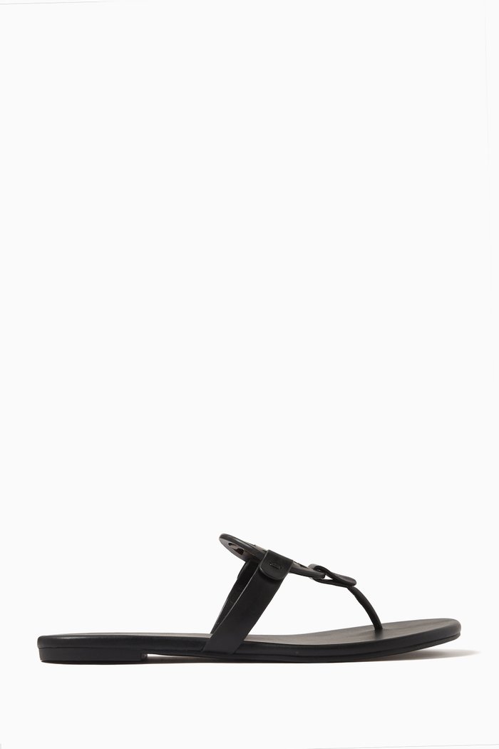 

Miller Logo Soft Sandals in Leather, Black