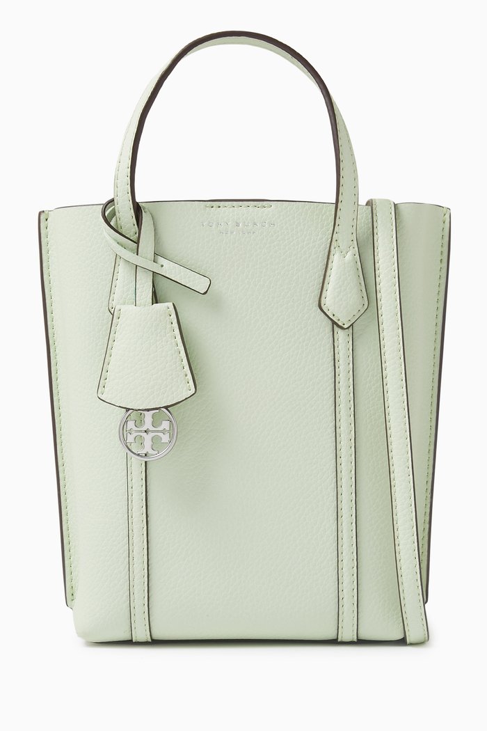 

Mini Perry Tote Bag in Pebbled Leather, Green
